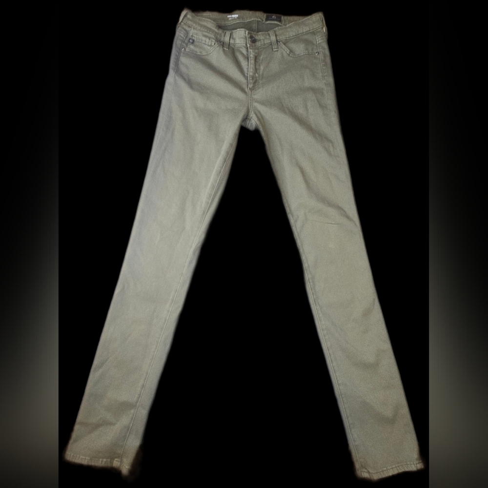 AG Adriano Goldschmied Prima Cigarette Leg Jeans Olive Green 25R Stretch Slim